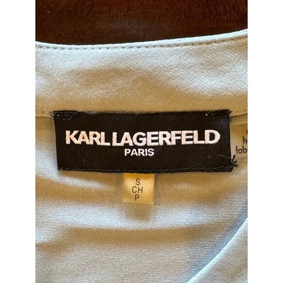 Karl Lagerfeld‎ Heavenly Blue Bow Pleated Detail Short Sleeve Top Size S - Picture 8 of 11
